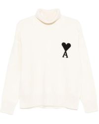 Ami Paris - Ami De Coeur Logo Turtle-Neck Sweater - Lyst