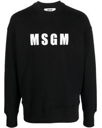 MSGM - Logo-print Cotton Sweatshirt - Lyst