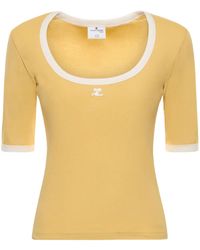 Courreges - Holistic Contrast Cotton T-Shirt - Lyst