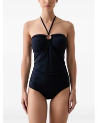 MICHAEL Michael Kors - Halterneck Ring-Detail Swimsuit - Lyst