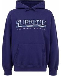 Supreme - Denim-Print Logo Hoodie - Lyst