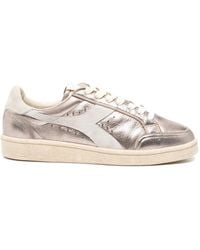 Diadora - Metallic-Effect Leather Sneakers - Lyst