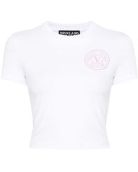 Versace - Glitzer-T-Shirt mit E-Emblem - Lyst