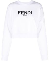 Fendi - Cropped Logo Print Sweatshirt - Lyst