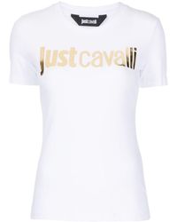 Just Cavalli - T-Shirt mit Logo-Prägung - Lyst