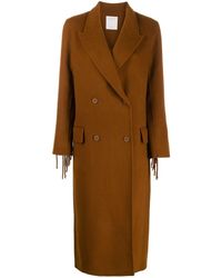 Sandro Fringed Double-breasted Coat - Brown