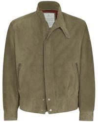 Brunello Cucinelli - Chaqueta De Ante Con Acolchado Thermore Y Cuello Alto - Lyst