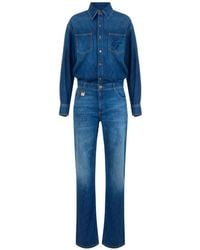 Elisabetta Franchi - Denim Jumpsuit With Jewel Padlock - Lyst