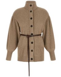 Brunello Cucinelli - Belted Ribbed-Knit Wool Cardigan - Lyst
