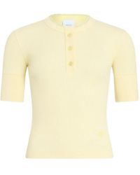 Patou - Geribbeld T-Shirt Met Knopen - Lyst