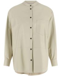 Yves Salomon - Mandarin-Collar Pocket Leather Shirt - Lyst