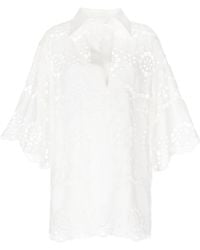 Zimmermann - Floral-embroidered Blouse - Lyst