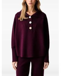 Joseph Ribkoff - Button-Embellished Ribbed-Trim Shawl-Neck Sweater - Lyst