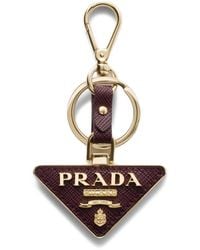 Prada - Saffiano Leather Keychain - Lyst