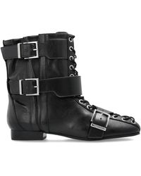 Ganni - Botas militares con hebilla y cordones - Lyst