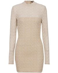 Balmain - Gestricktes Kleid Mit Pb Labyrinth-Jacquard - Lyst