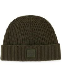 Stone Island - Logo-Patch Ribbed-Knit Beanie Hat - Lyst