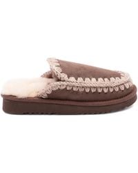 Mou - Slipper aus Schafsleder mit gehäkeltem Detail - Lyst