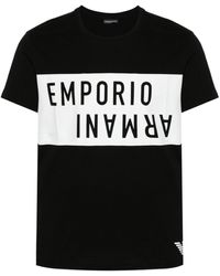 Emporio Armani - Logo-Print Cotton T-Shirt - Lyst