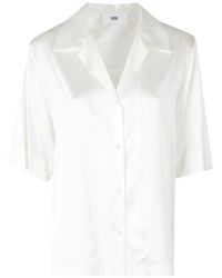 SOLOTRE - Blouse Met Satijnen Afwerking En Korte Mouwen - Lyst