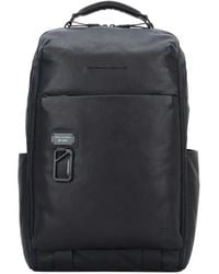 Piquadro - Logo-Embossed Leather Backpack - Lyst