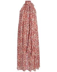 Another Tomorrow - Silk-Chiffon Scarf Midi Dress - Lyst