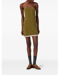 Miu Miu - Embroidered Stretch Georgette Mini-Dress - Lyst