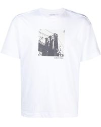 Calvin Klein - T-shirt girocollo con stampa - Lyst