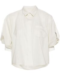 Sacai - Pinstriped Cropped Shirt - Lyst