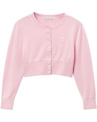 Alexander Wang - Cropped-Cardigan Mit Logo-Prägung - Lyst