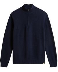 Woolrich - Gerippter Pullover Mit Kurzem Reißverschluss - Lyst