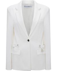 JW Anderson - Sophisticated Optical Stretch Blazer With Notched Lapels For - Lyst