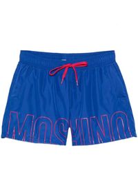 Moschino - Logo-Print Drawstring Swim Shorts - Lyst
