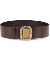 Alberta Ferretti - Embellished-Buckle Leather Belt - Lyst