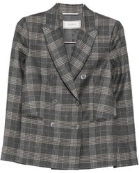 Peserico - Double-Breasted Check-Pattern Blazer - Lyst