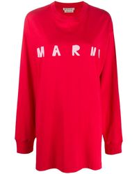 Marni Sweatshirt mit Logo-Print - Rot