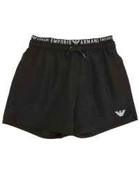 Emporio Armani - Logo-waistband Swim Shorts - Lyst