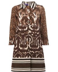 Herno Manteau imprimé et bouttoné - Marron