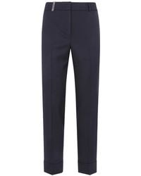 Peserico - Bead-Embellished Turn-Up Trousers - Lyst