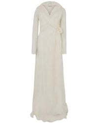 Alberta Ferretti - Draped Long-Sleeve Maxi Dress - Lyst