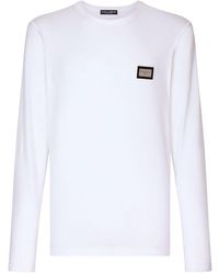Dolce & Gabbana - T-shirt Met Lange Mouwen En Logo Label - Lyst