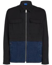 KARL LAGERFELD - Mixed-Panel Zip-Fastening Shirt Jacket - Lyst