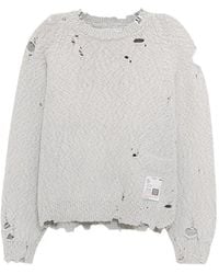 Maison Mihara Yasuhiro - Distressed Cable-Knit Sweater - Lyst