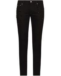 Dolce & Gabbana - Crystal-embellished Skinny Jeans - Lyst