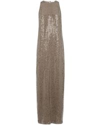Brunello Cucinelli - Sequinned Silk Column Maxi Dress - Lyst