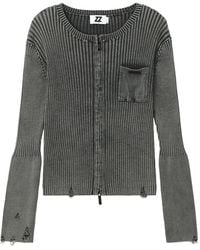 Izzue - Ribbed-Knit Distressed Cardigan - Lyst