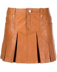 Trussardi - Box-pleated Leather Miniskirt - Lyst
