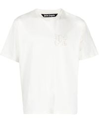Palm Angels - Katoenen T-shirt Met Geborduurd Logo - Lyst