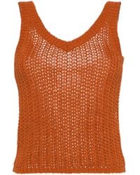 Max Mara - Orange Open Knit Tank Top - Lyst