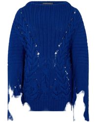 Alberta Ferretti - Distressed-Finish Cable-Knit Sweater - Lyst